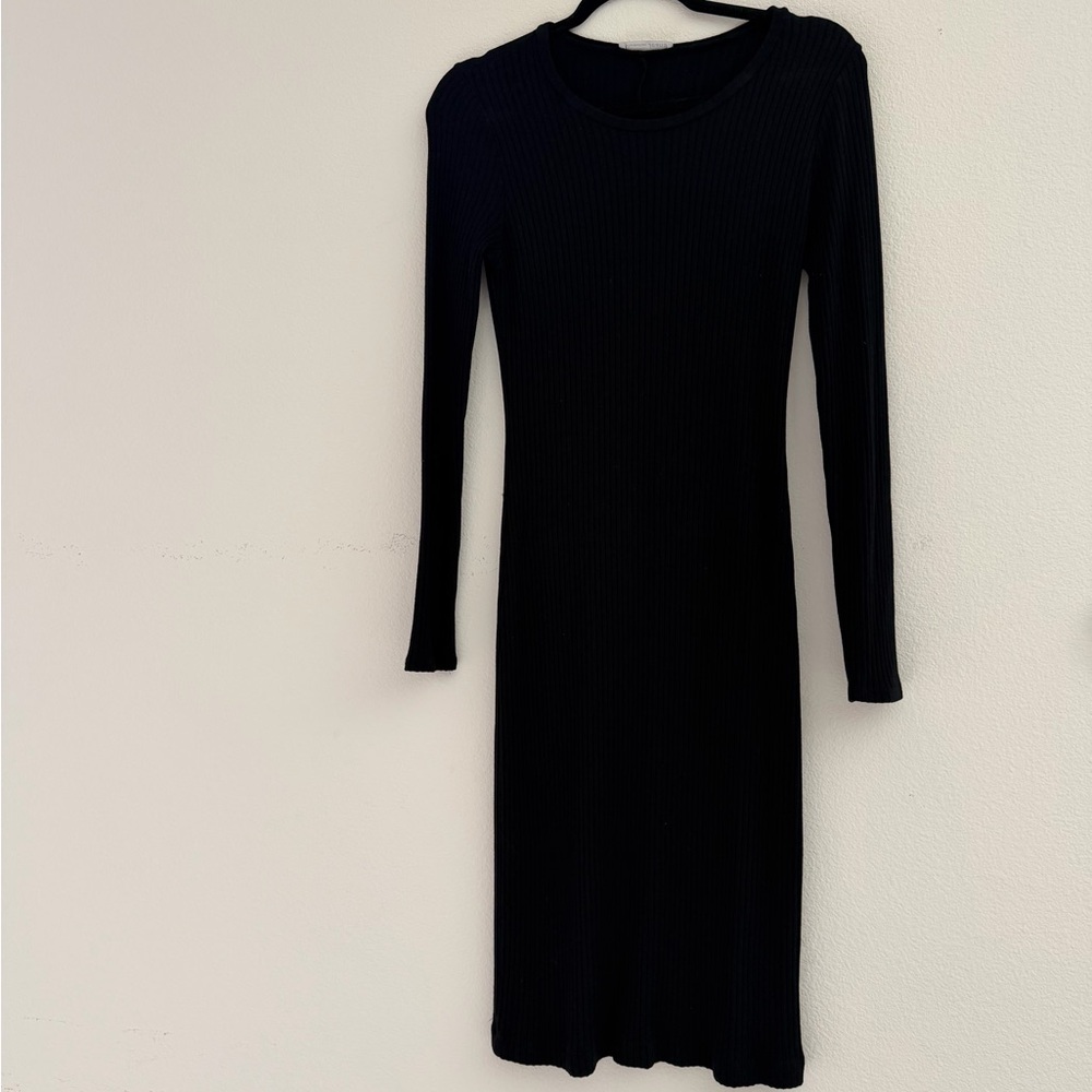 Reformation Black ribbed Long Sleeve Dress - Picture 2 of 5